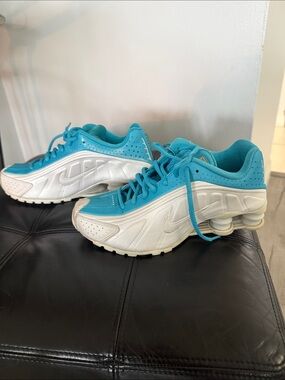 Nike Turquoise and White Shox Sneakers